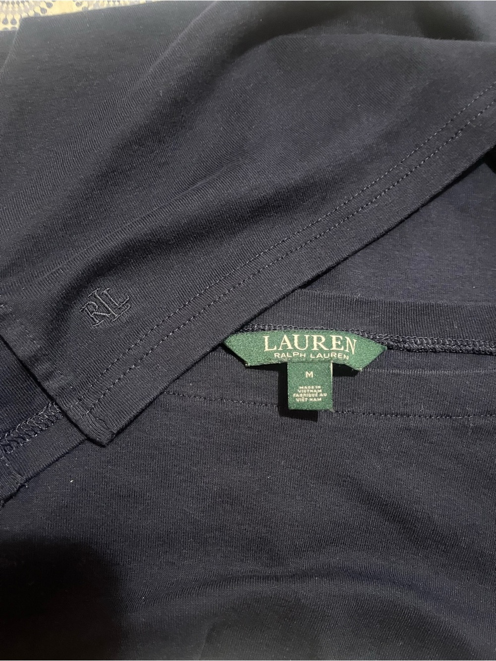 Lauren Ralph Lauren Navy Crew Neck Tee with Subtle RL Embroidery